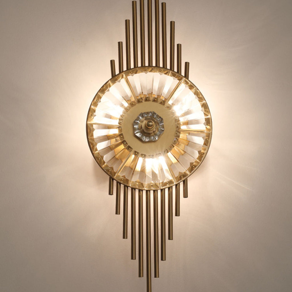 Round Metal Crystal Living 3-Light Wall Lamp