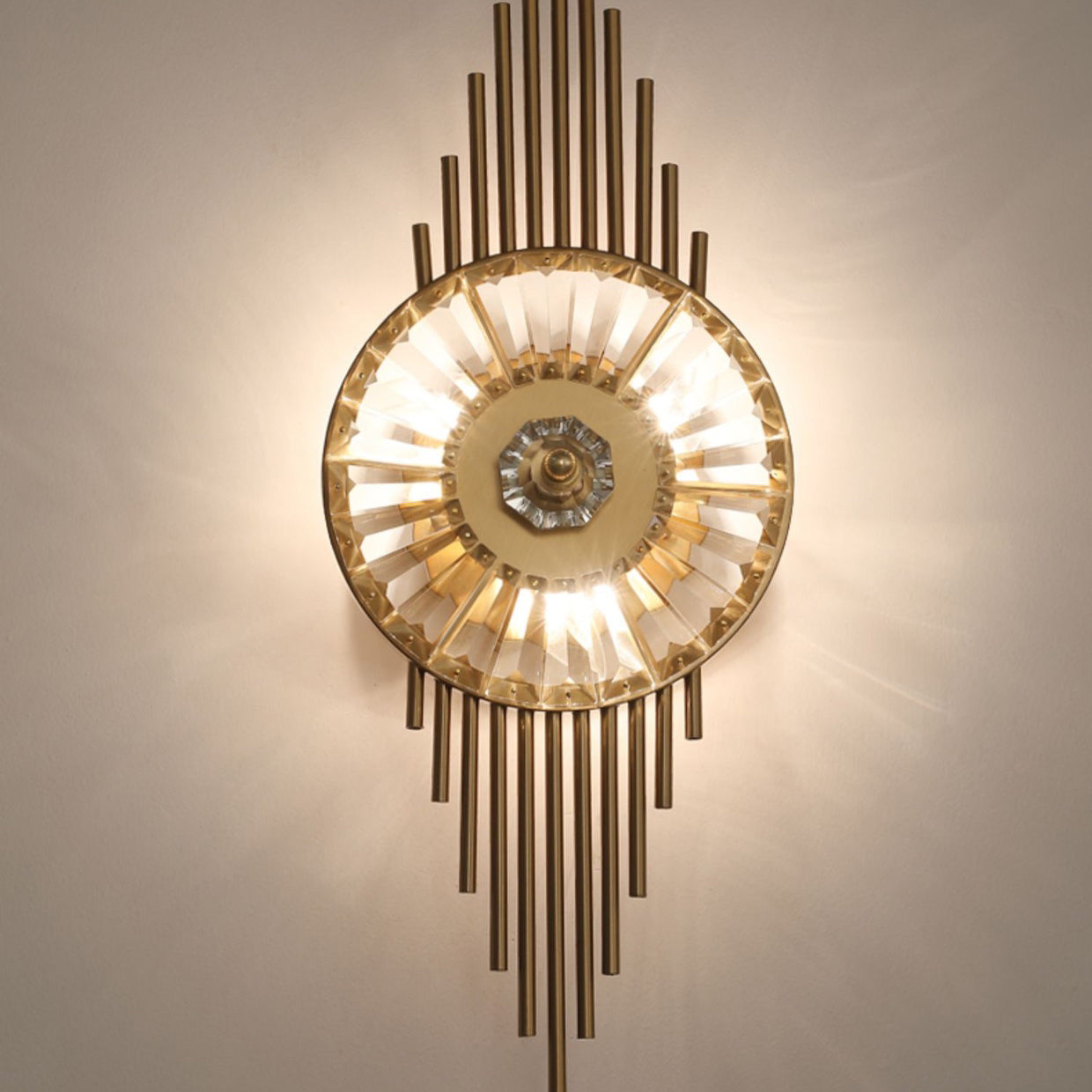 Round Metal Crystal Living 3-Light Wall Lamp