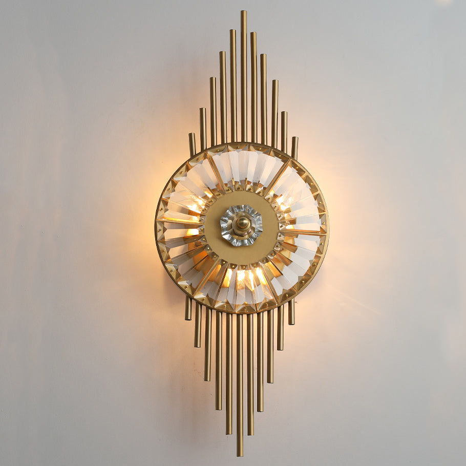 Round Metal Crystal Living 3-Light Wall Lamp