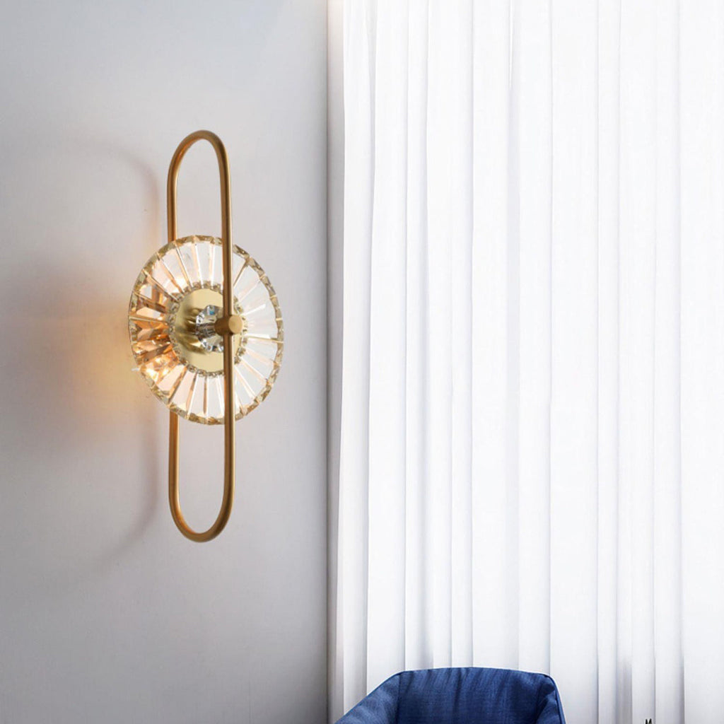 Round Metal Crystal Living 3-Light Wall Lamp