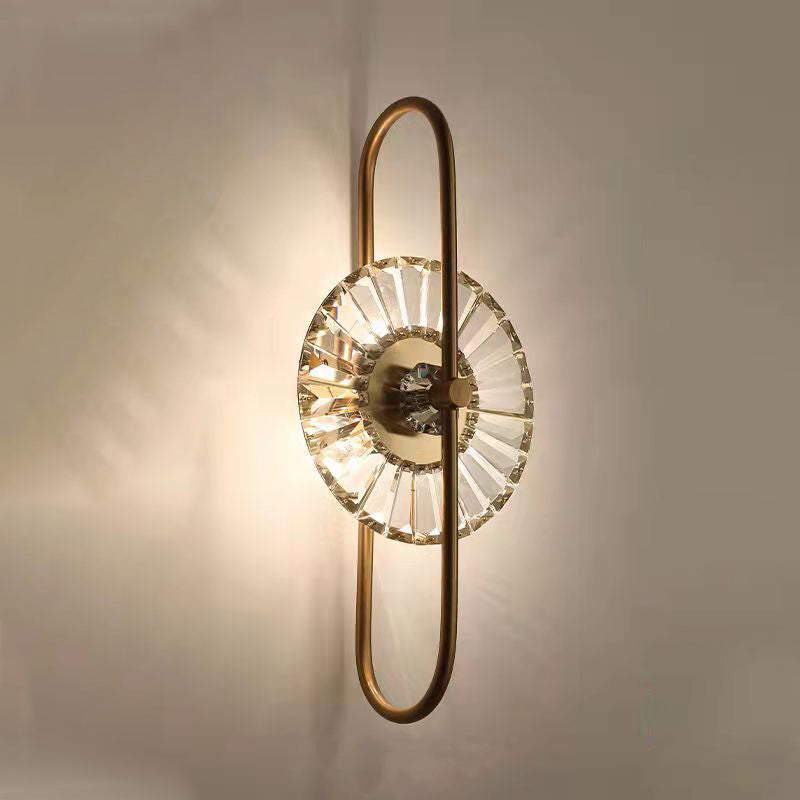 Round Metal Crystal Living 3-Light Wall Lamp