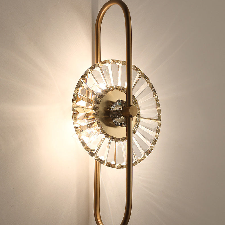 Round Metal Crystal Living 3-Light Wall Lamp
