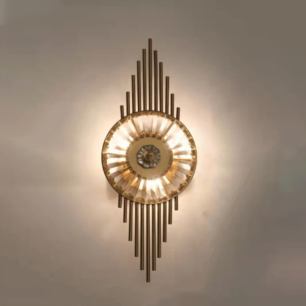 Round Metal Crystal Living 3-Light Wall Lamp