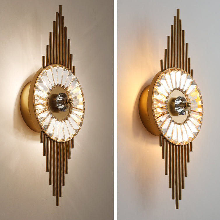 Round Metal Crystal Living 3-Light Wall Lamp