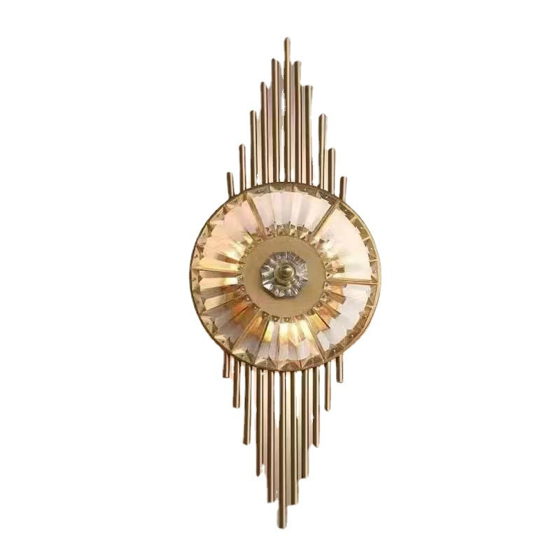Round Metal Crystal Living 3-Light Wall Lamp