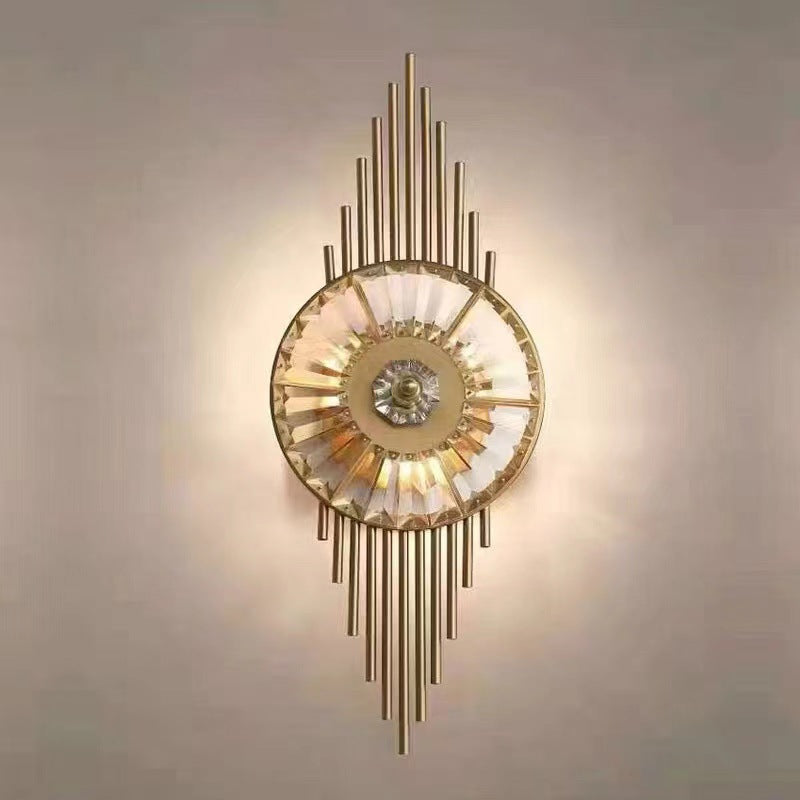Round Metal Crystal Living 3-Light Wall Lamp