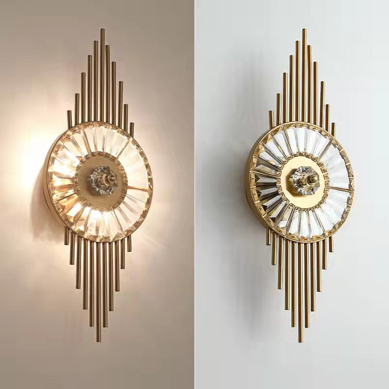 Round Metal Crystal Living 3-Light Wall Lamp