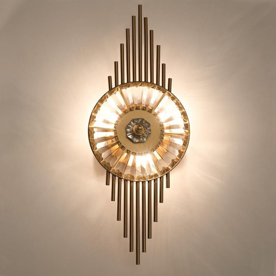 Round Metal Crystal Living 3-Light Wall Lamp