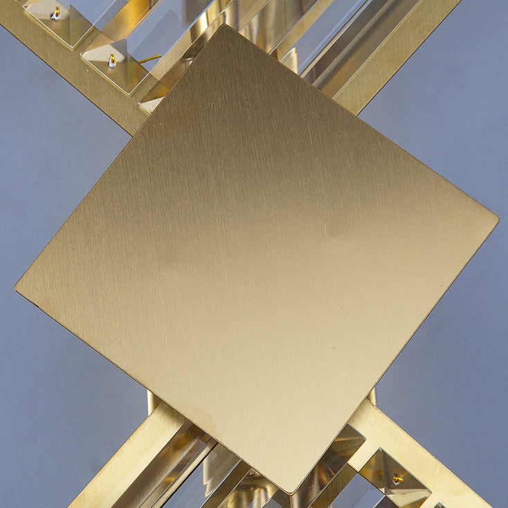 Square Crystal Glass Stainless 2-Light Wall Lamp