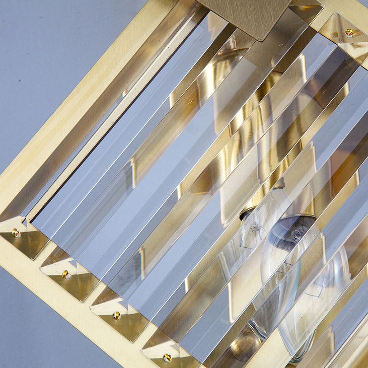 Square Crystal Glass Stainless 2-Light Wall Lamp