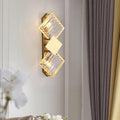 Square Crystal Glass Stainless 2-Light Wall Lamp