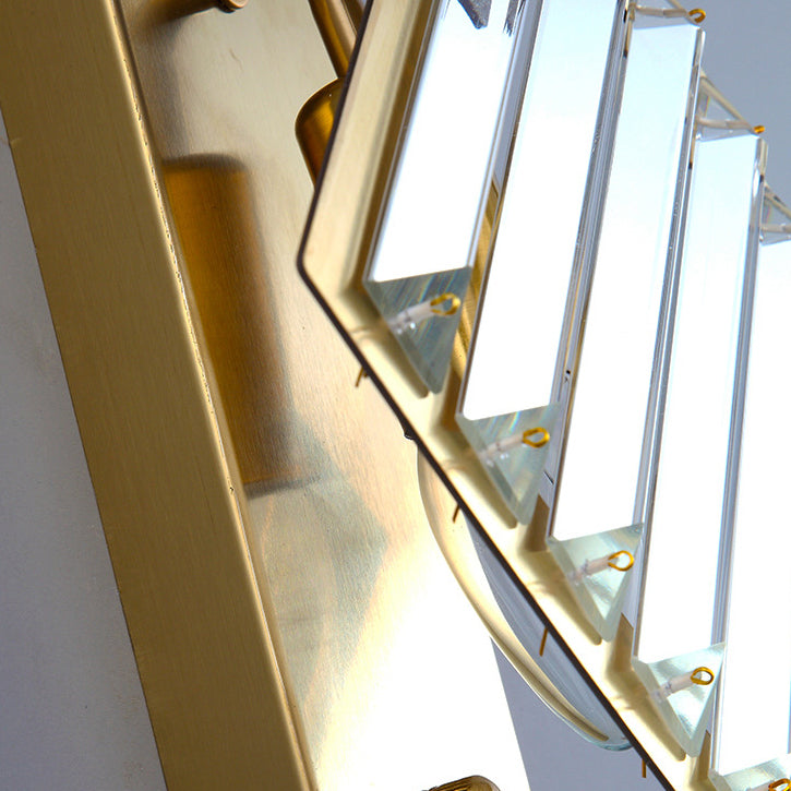 Square Crystal Glass Stainless 2-Light Wall Lamp