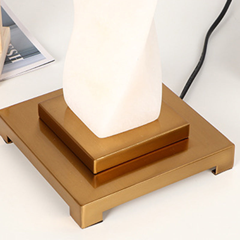 Cylinder Metal Glass Fabric Table Lamp