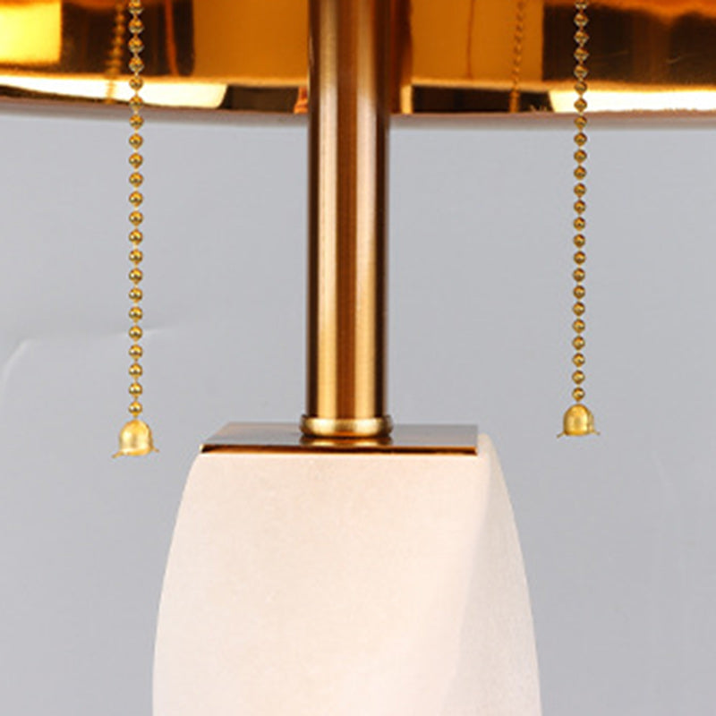 Cylinder Metal Glass Fabric Table Lamp