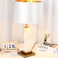 Cylinder Metal Glass Fabric Table Lamp