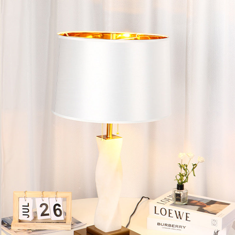 Cylinder Metal Glass Fabric Table Lamp