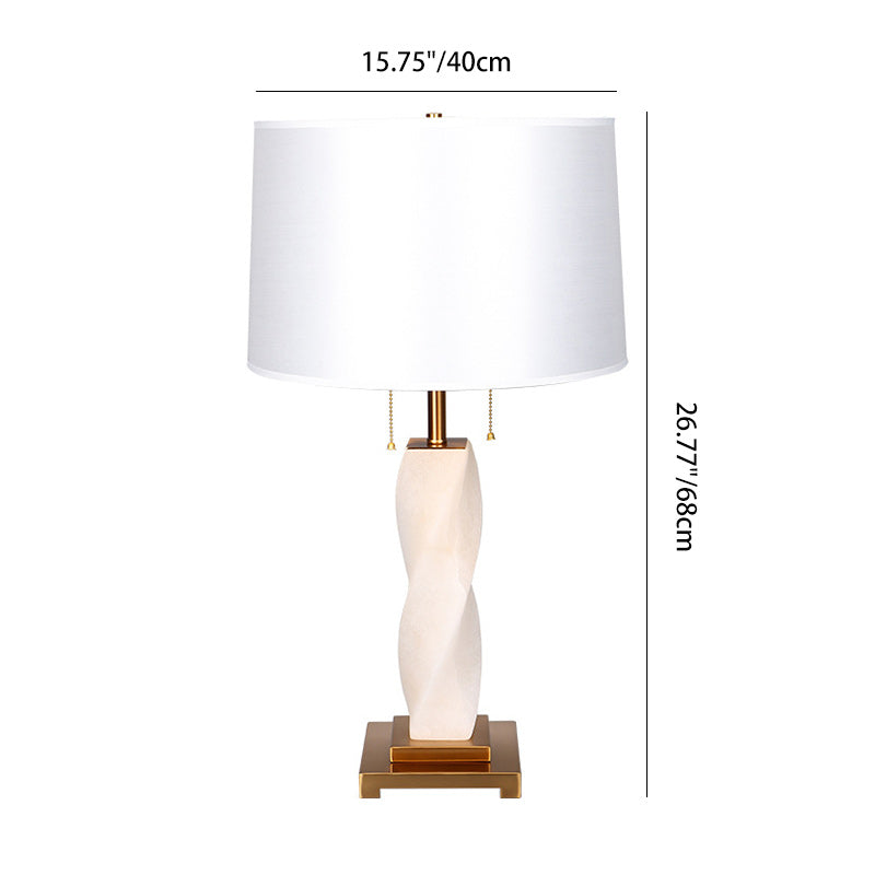 Cylinder Metal Glass Fabric Table Lamp