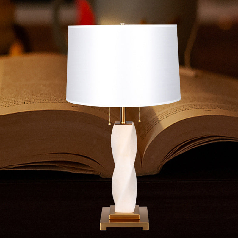 Cylinder Metal Glass Fabric Table Lamp