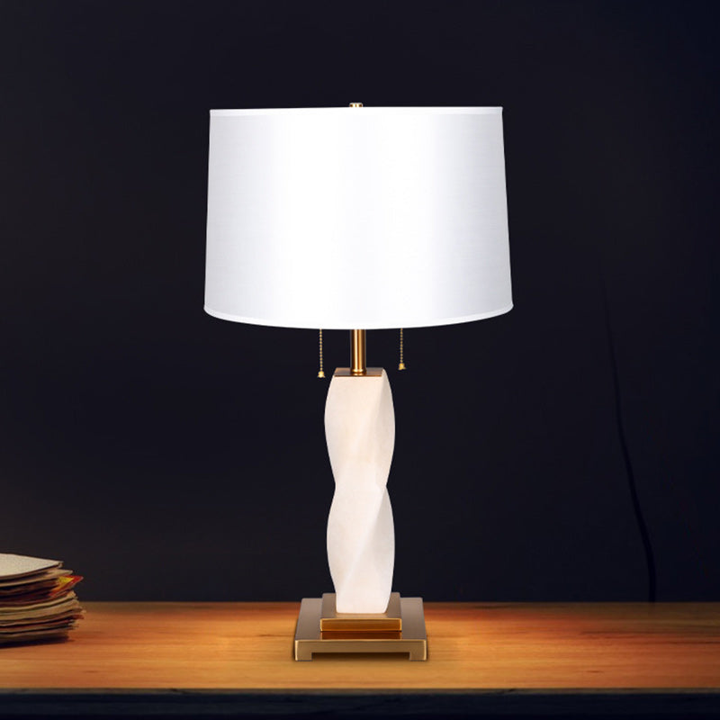Cylinder Metal Glass Fabric Table Lamp