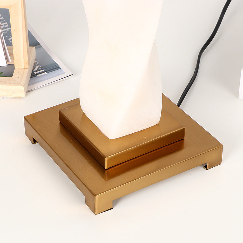 Cylinder Metal Glass Fabric Table Lamp