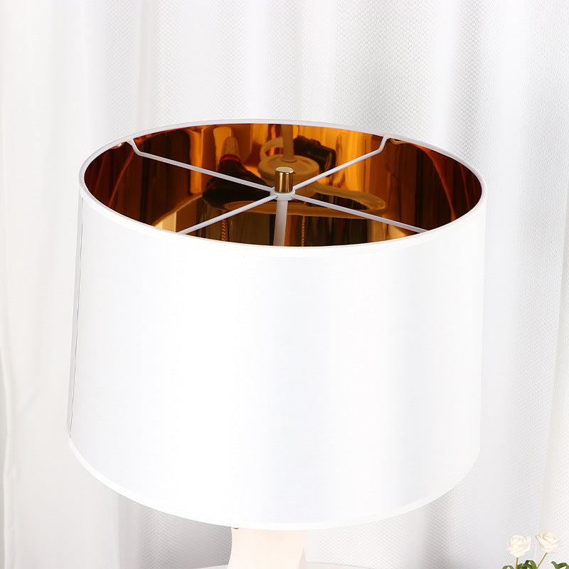 Cylinder Metal Glass Fabric Table Lamp