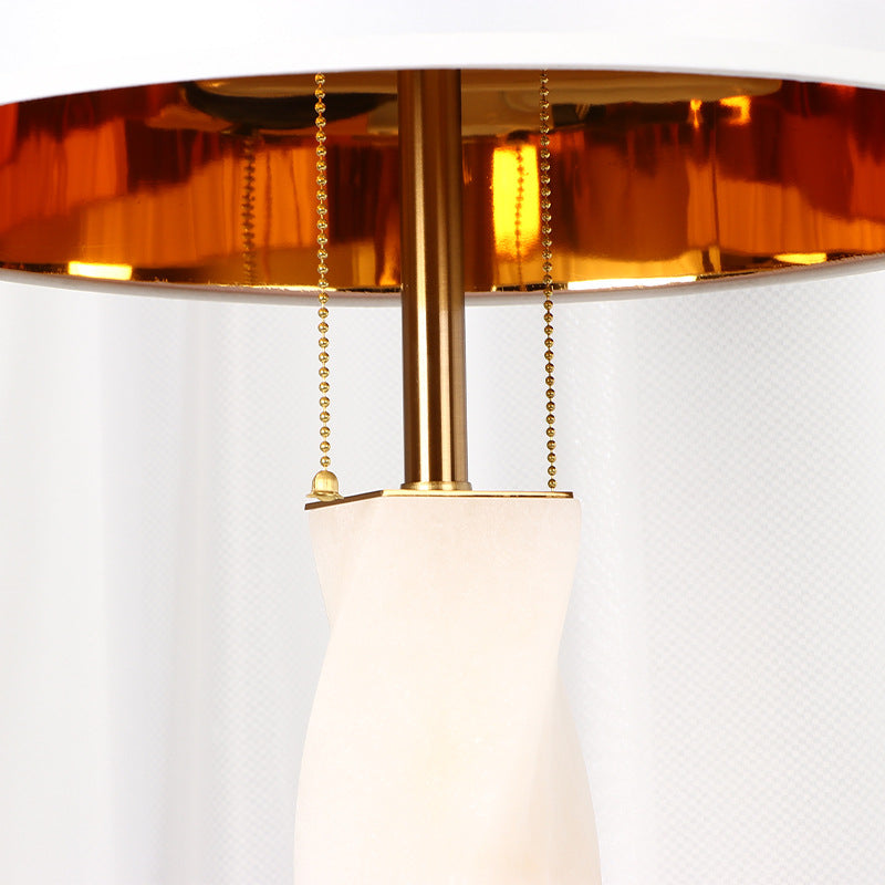 Cylinder Metal Glass Fabric Table Lamp
