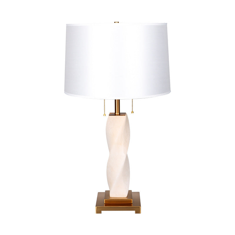 Cylinder Metal Glass Fabric Table Lamp