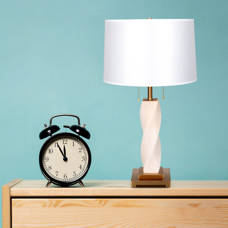 Cylinder Metal Glass Fabric Table Lamp