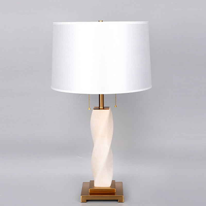 Cylinder Metal Glass Fabric Table Lamp