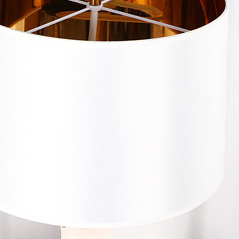 Cylinder Metal Glass Fabric Table Lamp