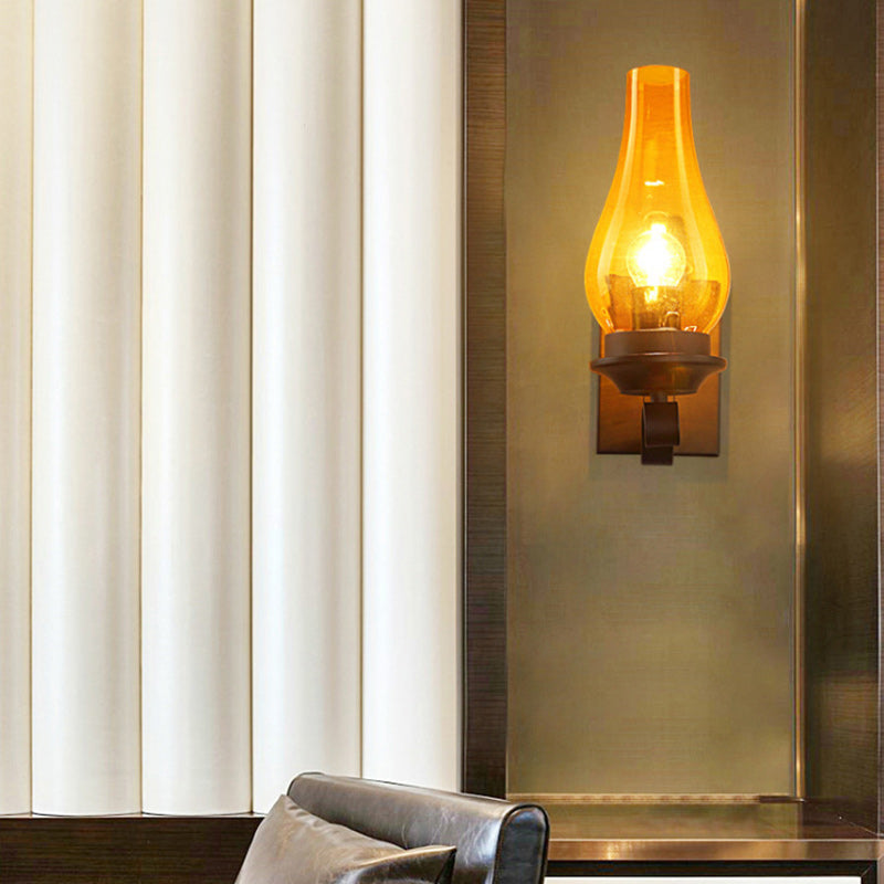 Bottle Iron Glass Hallway Wall Lamp
