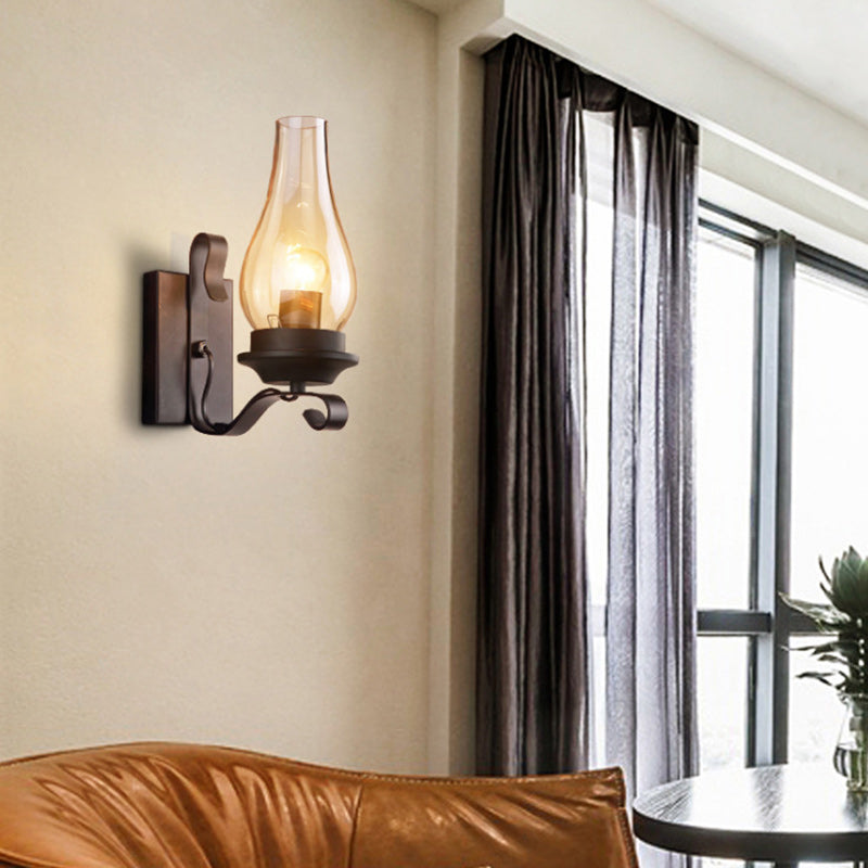 Bottle Iron Glass Hallway Wall Lamp