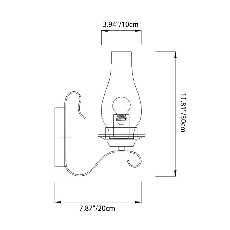 Bottle Iron Glass Hallway Wall Lamp