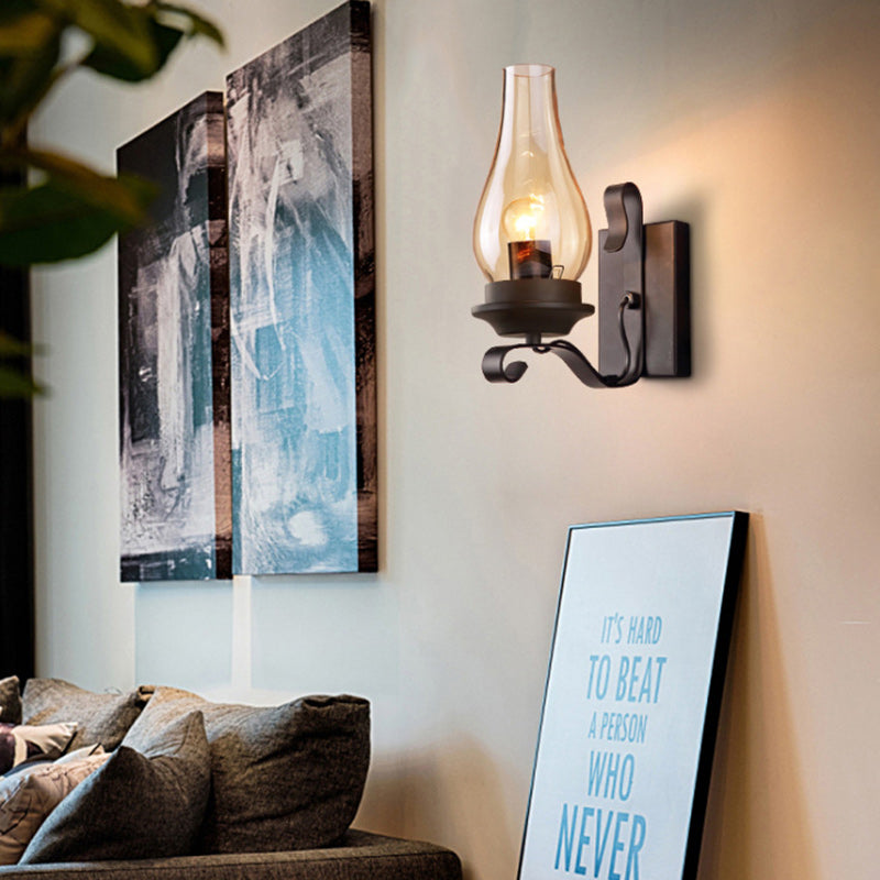 Bottle Iron Glass Hallway Wall Lamp