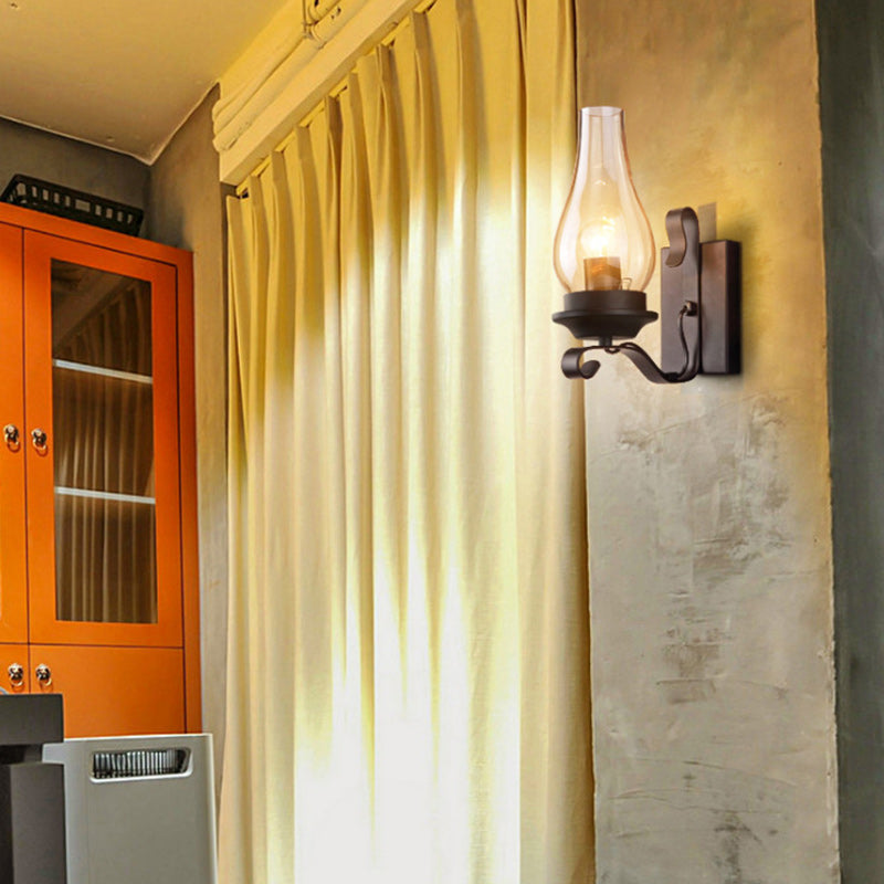 Bottle Iron Glass Hallway Wall Lamp