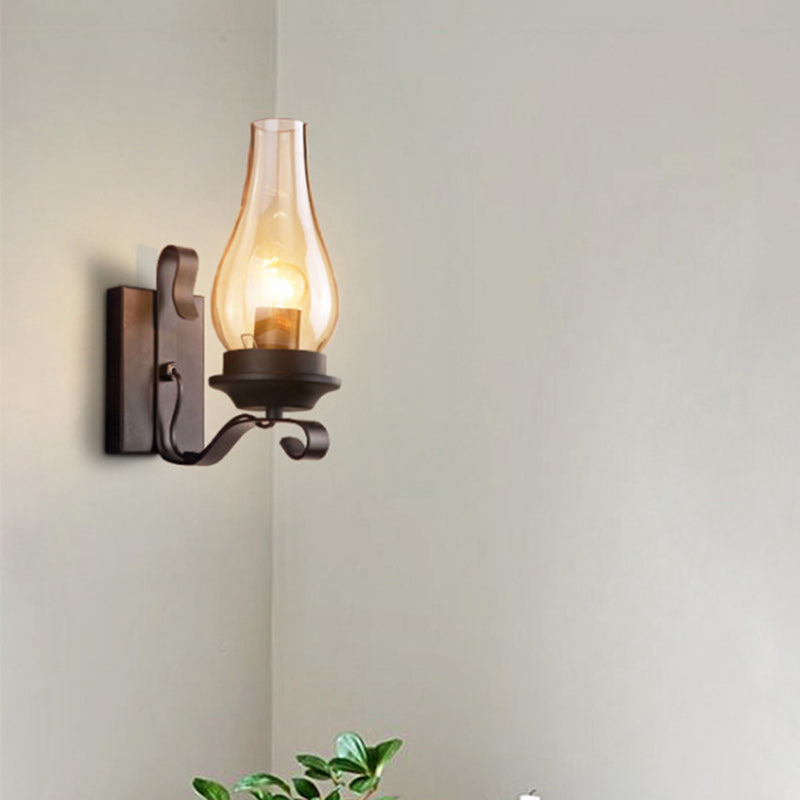 Bottle Iron Glass Hallway Wall Lamp