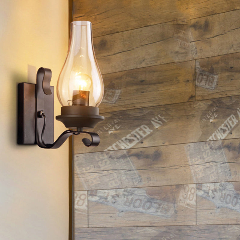 Bottle Iron Glass Hallway Wall Lamp