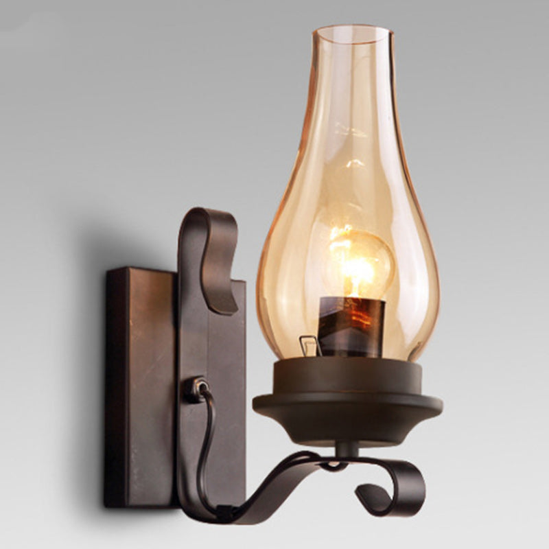 Bottle Iron Glass Hallway Wall Lamp