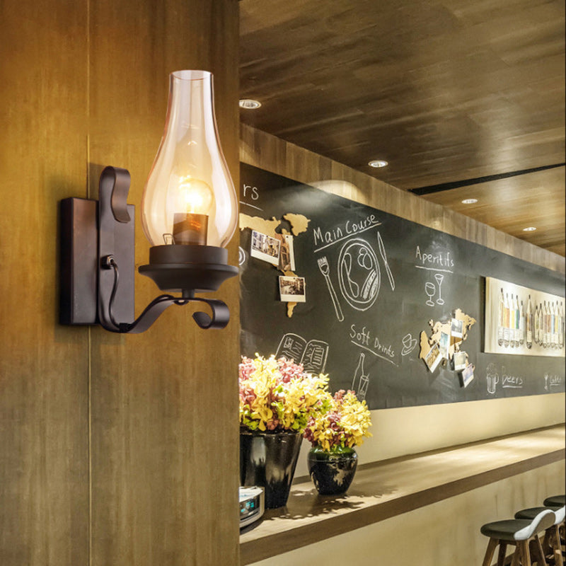 Bottle Iron Glass Hallway Wall Lamp