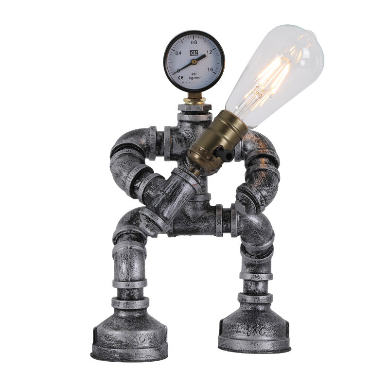 Robot Iron Glass Bedroom Table Lamp