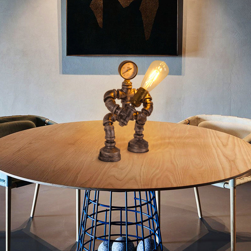 Robot Iron Glass Bedroom Table Lamp