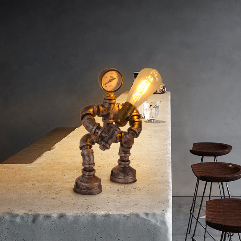 Robot Iron Glass Bedroom Table Lamp