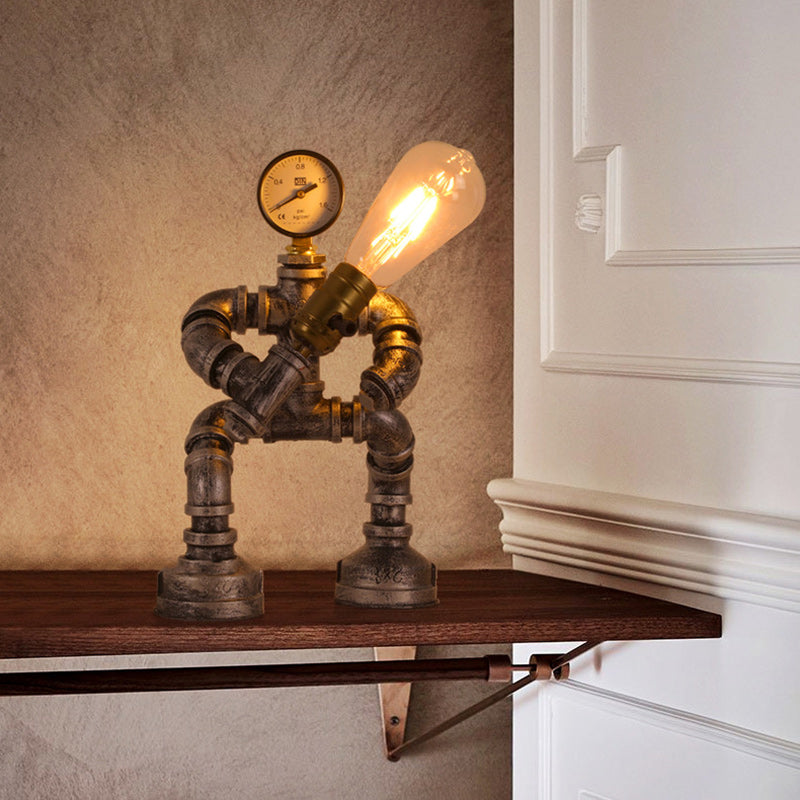 Robot Iron Glass Bedroom Table Lamp