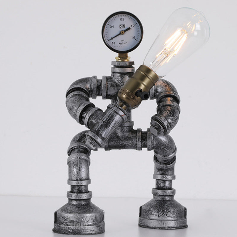 Robot Iron Glass Bedroom Table Lamp
