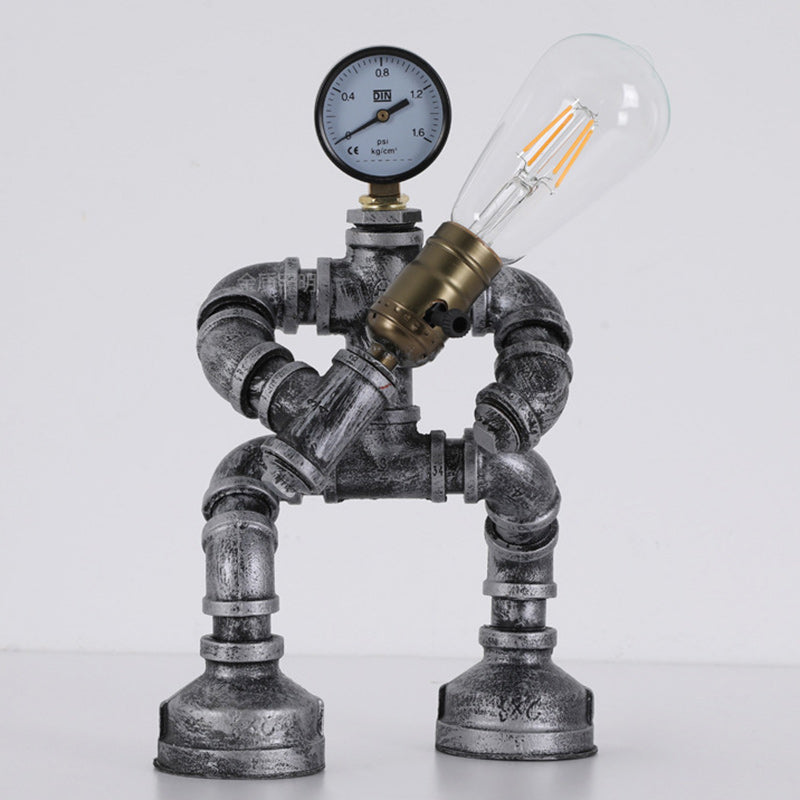 Robot Iron Glass Bedroom Table Lamp