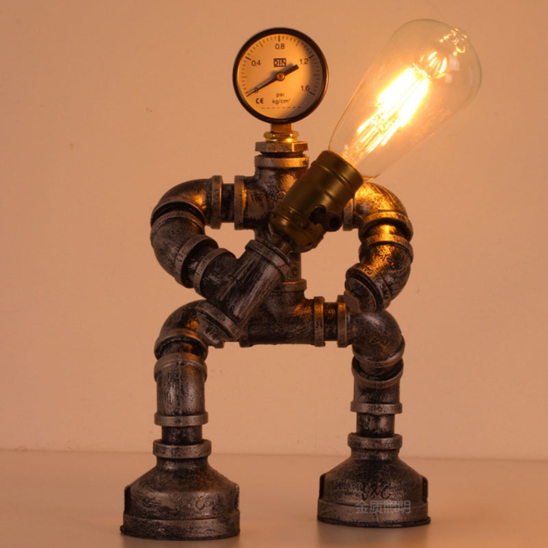 Robot Iron Glass Bedroom Table Lamp
