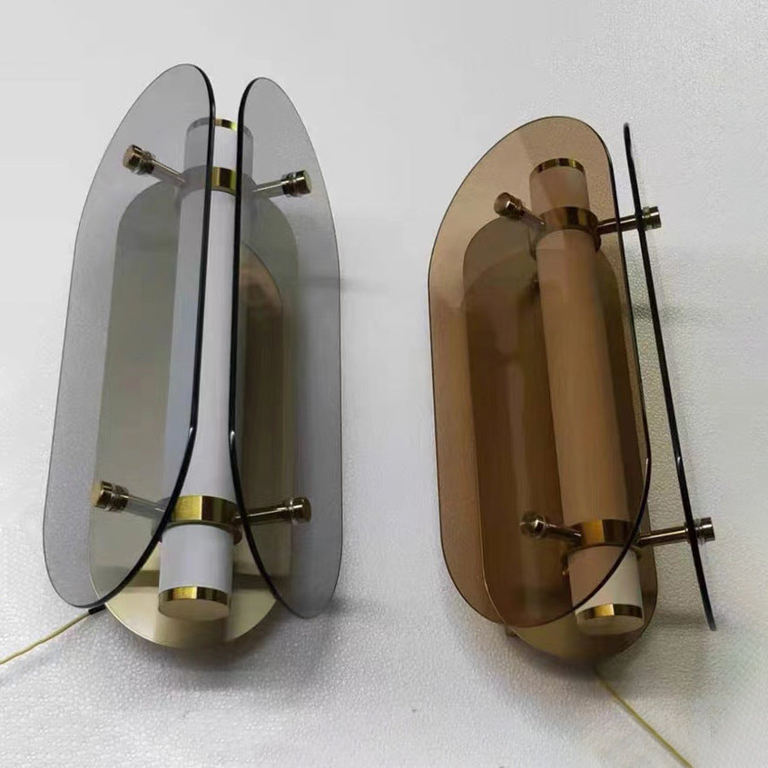 Oval Copper Glass Living Wall Lamp