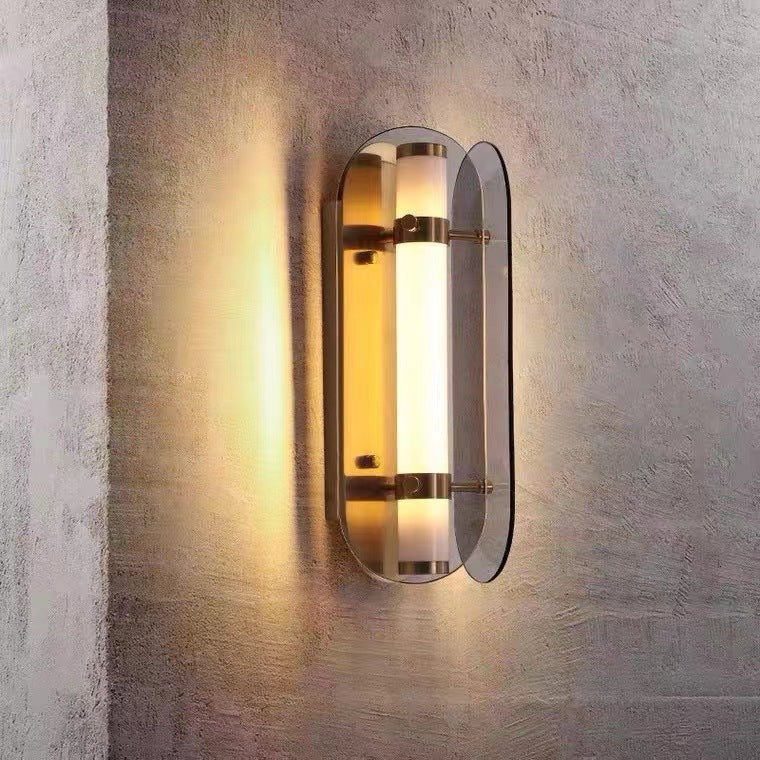 Oval Copper Glass Living Wall Lamp