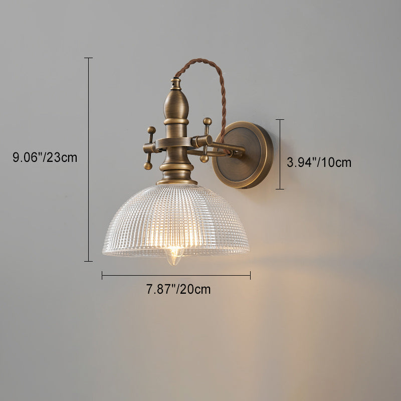 Dome Copper Glass Bedroom Wall Lamp