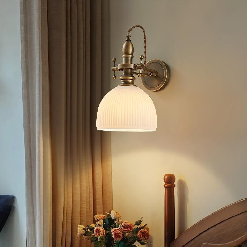 Dome Copper Glass Bedroom Wall Lamp